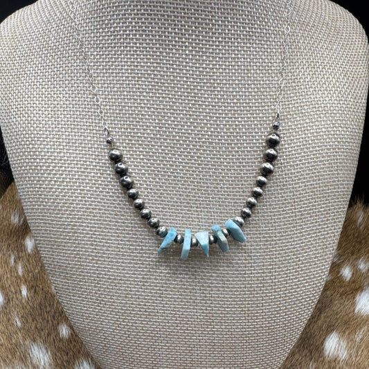 Larimar & Navajo Pearl necklace