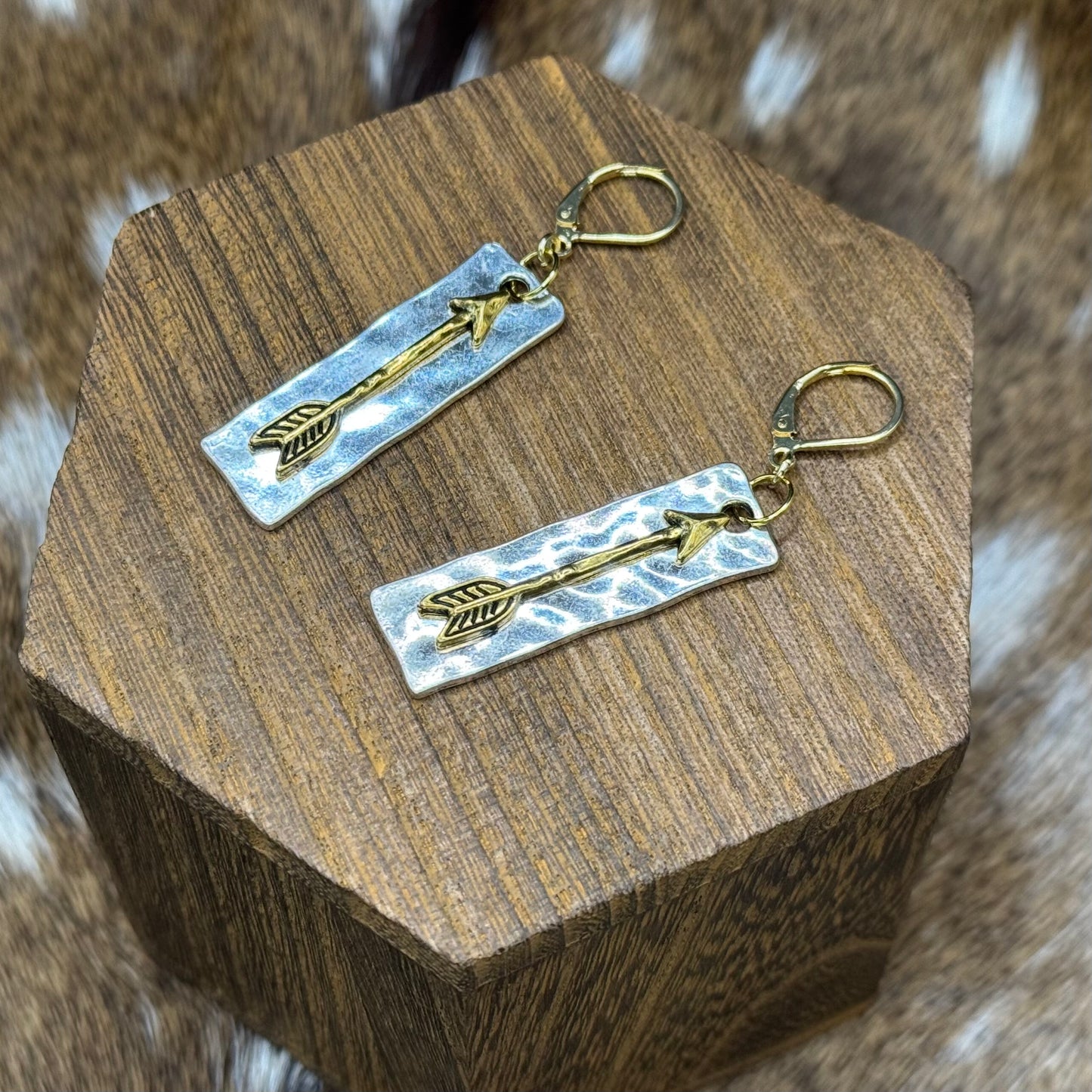 Arrow earrings - silver and gold