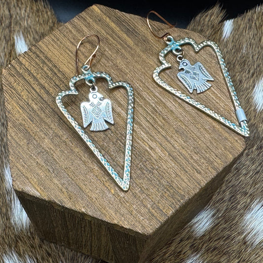 Thunderbird in arrowhead earrings